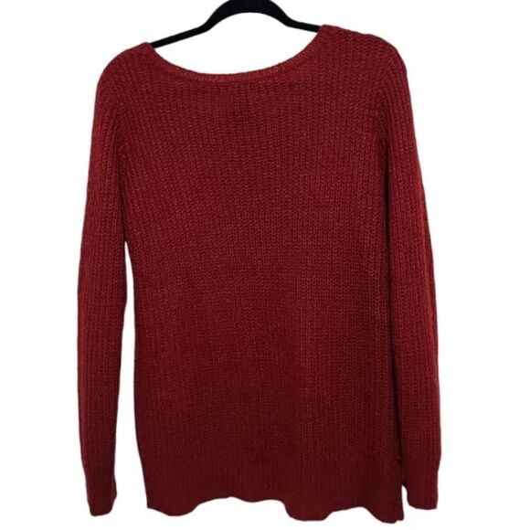 Wet Seal Red Burgundy Women's Distress Sweater Sz Large - Picture 5 of 6